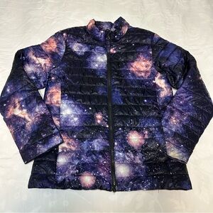 Lands’ End Kids Packable Thermoplume Puffer Jacket Med 10-12 10 12 Galaxy Girls